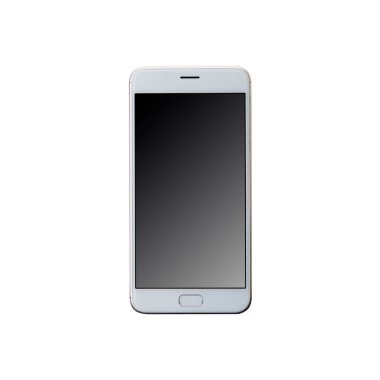 Beyaz arkaplan teknolojisi Clipping Path üzerinde mobil akıllı telefon. Düz yatıyordu