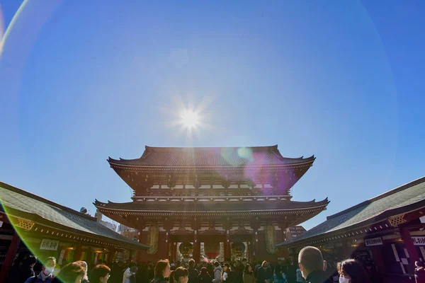 Tokio Japonia Styczeń 2020 Obszar Dystryktu Asakusa Schodami Wejściowymi Świątyni — Zdjęcie stockowe