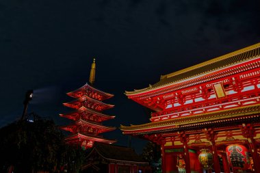 Tokyo 'daki Sensoji Tapınağı, Japonya 22-2018. Asakusa bölgesindeki en ünlü Budist tapınağıdır. Sensoji Tapınağı Tokyo, Japonya 'nın en önemli turistik yerlerinden biridir..
