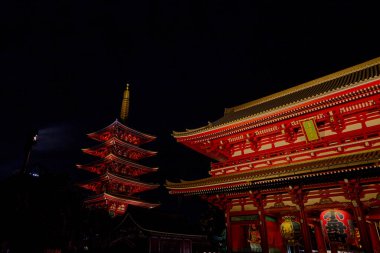 Tokyo 'daki Sensoji Tapınağı, Japonya 22-2018. Asakusa bölgesindeki en ünlü Budist tapınağıdır. Sensoji Tapınağı Tokyo, Japonya 'nın en önemli turistik yerlerinden biridir..