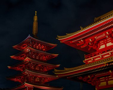 Tokyo 'daki Sensoji Tapınağı, Japonya 22-2018. Asakusa bölgesindeki en ünlü Budist tapınağıdır. Sensoji Tapınağı Tokyo, Japonya 'nın en önemli turistik yerlerinden biridir..