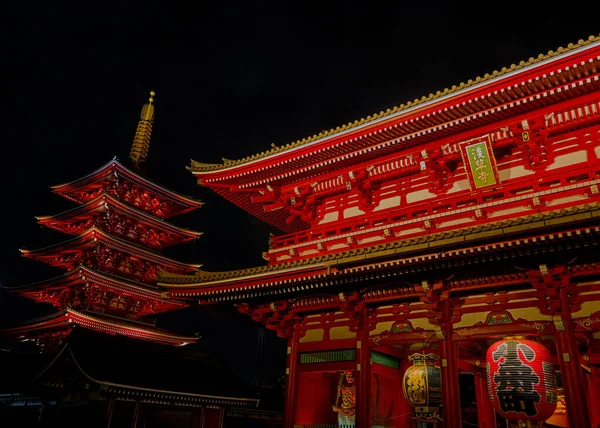 Lidé Noci Chrám Sensoji Tokiu Japonsko 2018 Nejslavnější Buddhistický Chrám — Stock fotografie