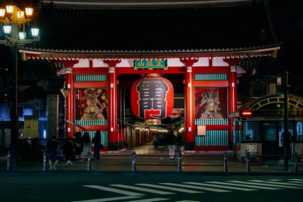 Lidé Noci Chrám Sensoji Tokiu Japonsko 2018 Nejslavnější Buddhistický Chrám — Stock fotografie