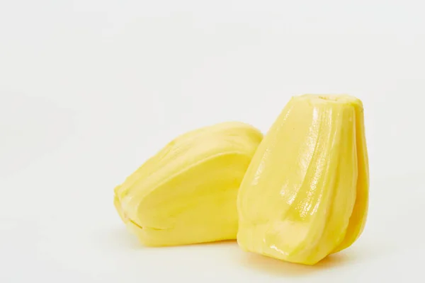 Close Peeled Jackfruit Terisolasi Pada Latar Belakang Putih Potong Tapak — Stok Foto