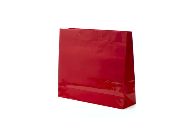 Czarny Piątek Czerwony Papier Torba Zakupy Izolowane Białym — Zdjęcie stockowe