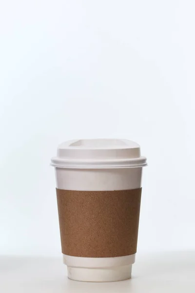 Mockup Koffie Kopje Papier Een Witte Achtergrond — Stockfoto