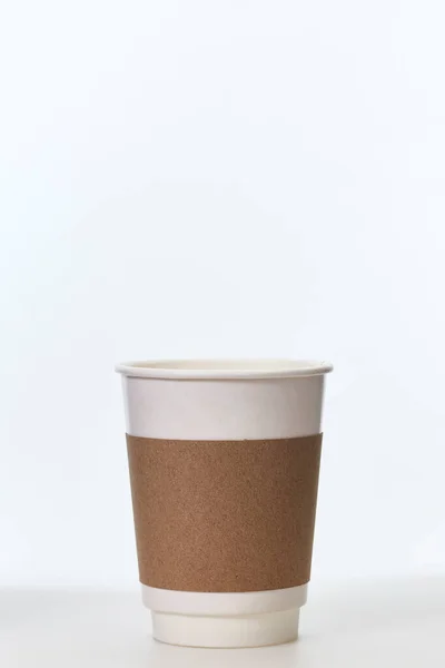 Kaffee Mockup Tasse Papier Auf Weißem Hintergrund — Stockfoto