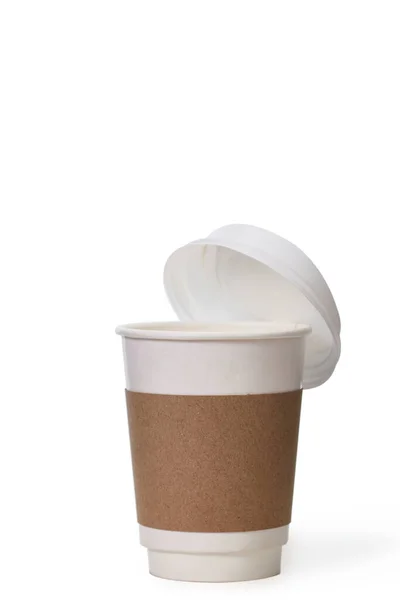 Kaffee Mockup Tasse Papier Auf Weißem Hintergrund — Stockfoto