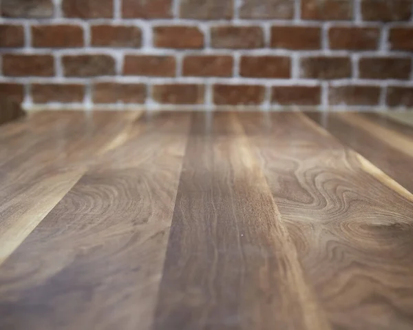 Mesa Madeira Fundo Parede Balcão Cozinha Para Exibição Alimentos Produtos — Fotografia de Stock