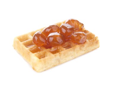 Reçelli beyaz izole lezzetli waffle 