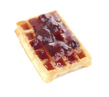 Reçelli beyaz izole lezzetli waffle 