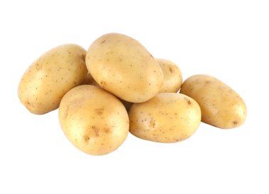 Beyaz arka planda izole edilmiş taze patates 