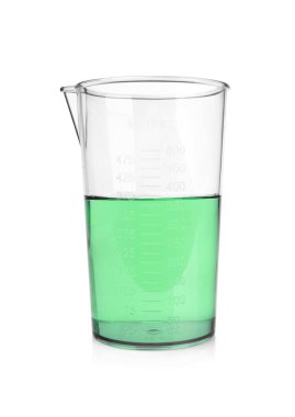 Laboratuvar cam eşyalar beyaz arkaplanda izole edildi 