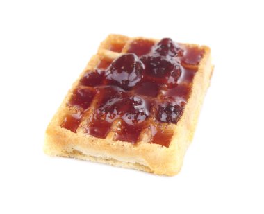 Reçelli beyaz izole lezzetli waffle 