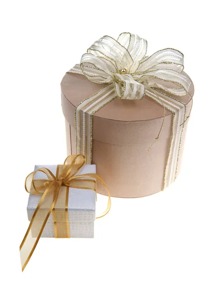 Geschenkboxen Isoliert Auf Weiß — Stockfoto