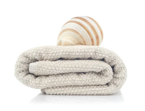 Towel Seashell Isolated White — Stock Photo, Image