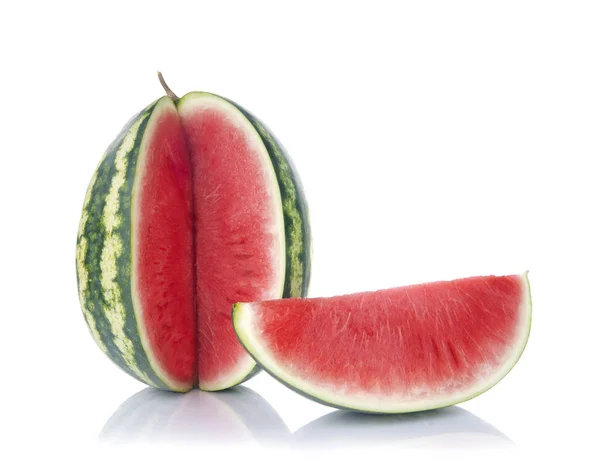 Vattenmelon Isolerad Vit Bakgrund — Stockfoto