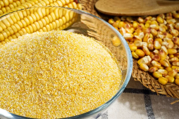 Maize Cornmeal Glass Bowl — Stock Photo, Image