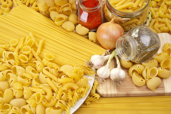 Pâtes Italiennes Macaroni Sur Fond Gros Plan — Photo