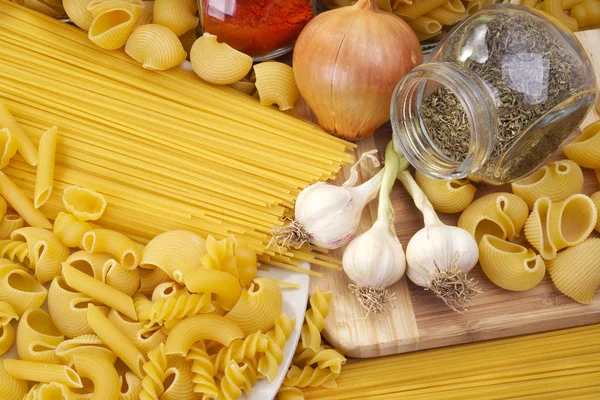 Pâtes Italiennes Macaroni Sur Fond Gros Plan — Photo