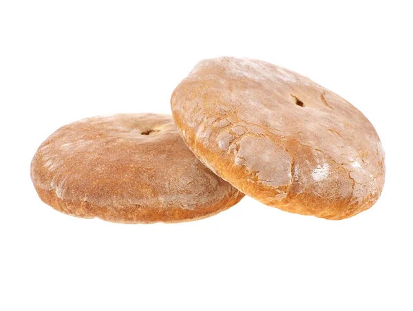 Dva Bochníky Chleba Izolované Bílém — Stock fotografie