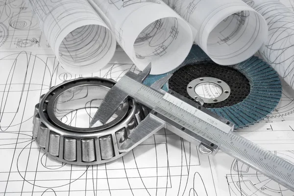 Roller Bearings Gauge Grinding Disc Drawings — Stock Photo, Image