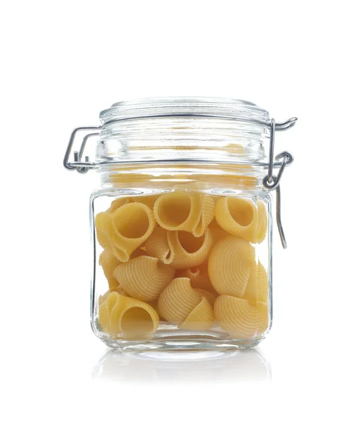 Italienische Pasta Makkaroni Glas Isoliert Auf Weißem Hintergrund — Stockfoto