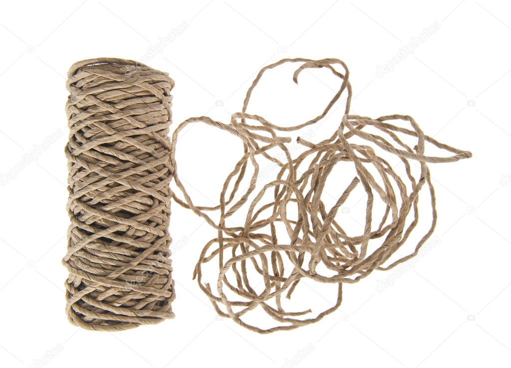 Roll of paper twine isolated on white  background