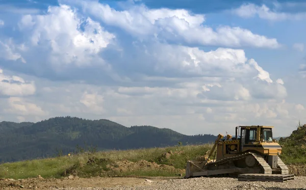 Bulldozer Uma Terra Movimento — Fotografia de Stock