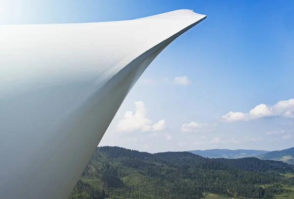 Turbina Eólica Partir Vista Aérea Desenvolvimento Sustentável Conceito Energia Renovável — Fotografia de Stock