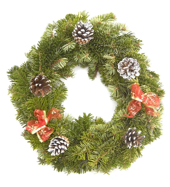 Christmas Wreath Isolated White — Stock Photo, Image