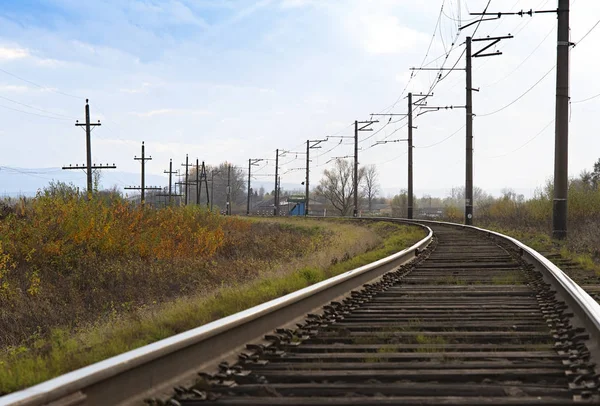 Close Shot Railroad Tracks Autumn Seanos — Stock Photo, Image