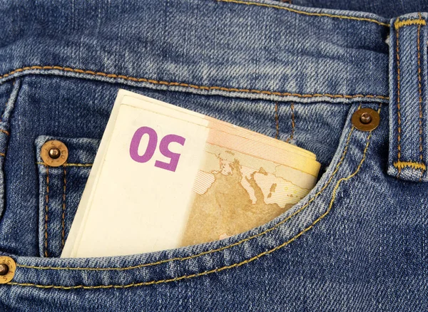 Kot Pantolon Cebinde Euro Notlar — Stok fotoğraf