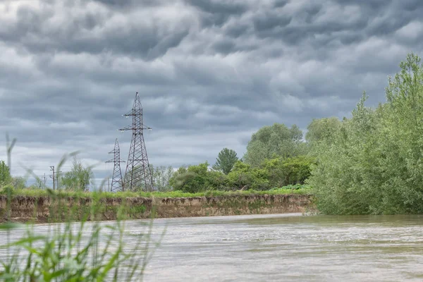 Dinyester Nehri Nde Yoğun Sel Baskını Yakın Plan — Stok fotoğraf