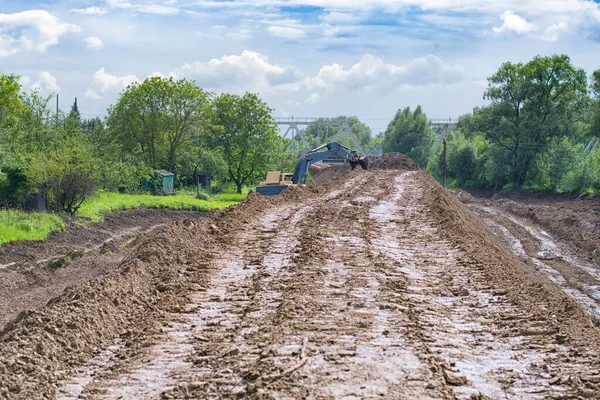 Sobre Construcción Una Presa Protectora Cerca Del Río Dniester — Foto de Stock