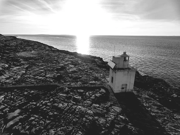 Oiseaux Aériens Vue Noir Blanc Sur Parc National Burren Paysage — Photo