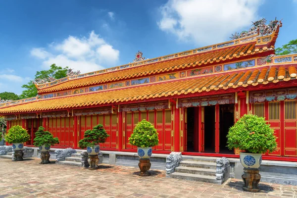 Scenic View Amazing Red Wooden Building Purple Forbidden City Imperial — Stock Photo, Image