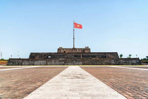 Main View Square Flag Vietnam Red Flag Gold Star Fluttering — Stock Photo, Image