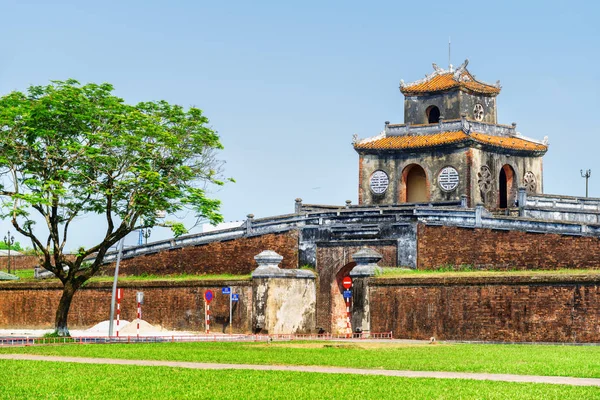 Wonderful View Ngan Gate Fortress Wall Citadel Blue Sky Background — Stock Photo, Image