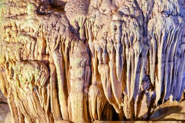 Cennet Mağarası (Thien Duong mağara), Phong Nha-Ke Bang Milli Parkı Vietnam içinde şaşırtıcı dikitler closeup görünümü. Cennet Mağarası Asya'nın popüler bir turistik 's.