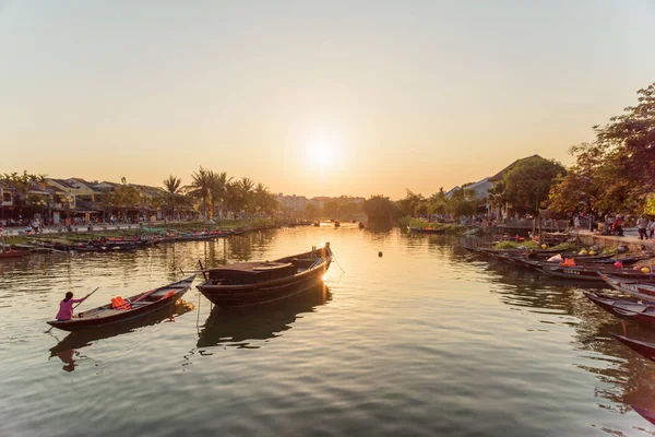 Hoi Hoian Vietnam April 2018 Fantastisk Utsikt Över Båtarna Floden — Stockfoto