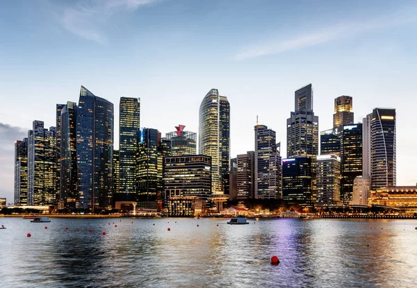 Scenic Evening View Marina Bay Downtown Singapore Skyscrapers Other Modern — Stock Photo, Image