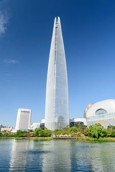 Csodálatos Kilátás Felhőkarcoló Belvárosi Szöul Dél Korea Gyönyörű Modern Torony — Stock Fotó