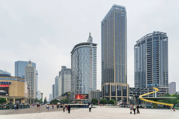 Ченду Китай Вересня 2017 Чаруючим Tianfu Площі Сучасними Висотними Будівлями — стокове фото