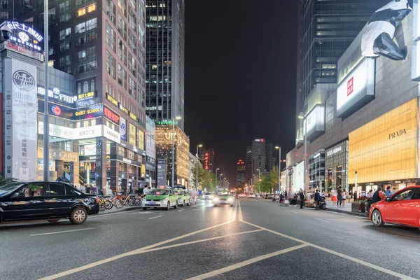 Chengdu Chine Septembre 2017 Vue Nuit Hongxing Road Centre Ville — Photo