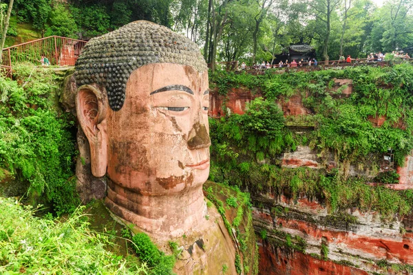 Leshan China Setembro 2017 Vista Lateral Buda Gigante Leshan Maior — Fotografia de Stock