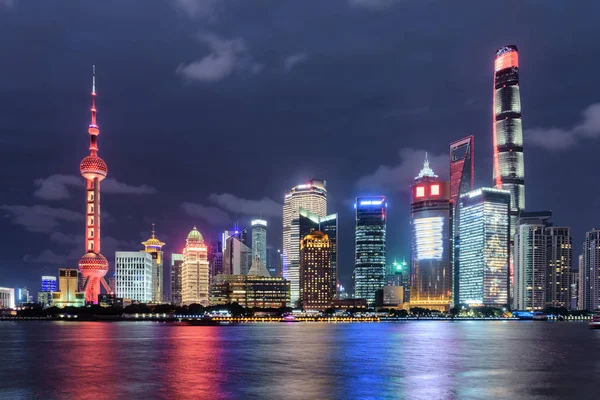 Fabulous Night View Pudong Skyline Lujiazui Shanghai China Glowing Skyscrapers — Stock Photo, Image