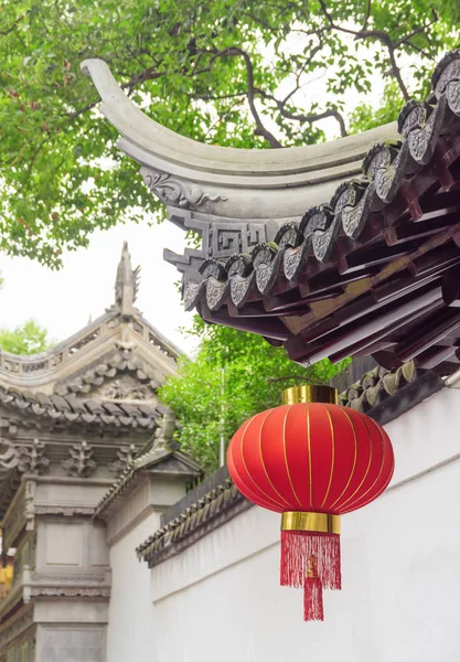 Edificio Tradicional Chino Decorado Con Linterna Roja Ciudad Vieja Shanghai — Foto de Stock