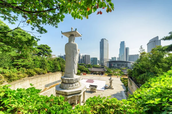 Prachtig Uitzicht Skyline Van Seoul Uit Bongeunsa Tempel Gangnam District — Stockfoto