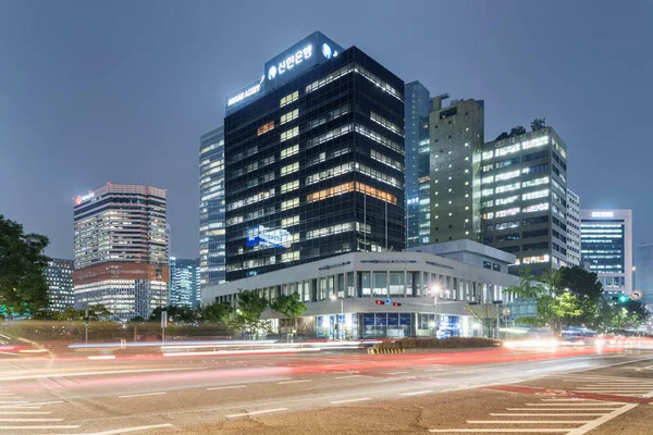 Soul Jižní Korea Října 2017 Vyhlídkové Večerní Pohled Moderních Budov — Stock fotografie